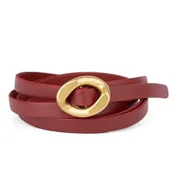 Ремень кожаный женский узкий красный HC-1001 (115 см) под платье