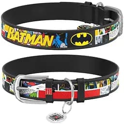 Ошейник для собак Waudog Design кожаный с QR паспортом, рисунок Бэтмен1, XS, Ш 12 мм, Дл 20-28 см (4823089323497)