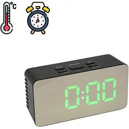 Часы настольные электронные LED Mirror Clock DS-3658L зеркальные часы с термометром и будильником (ST)