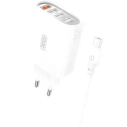 Зарядний пристрій — блок 4 порти USB — XO L100 fast charger зі швидким заряджанням QC3.0