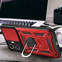 Ударостійкий чохол Camshield Serge Ring Xiaomi 11T / 11T Pro Червоний, TPU+PC, Шторка на камеру - мініатюра 2