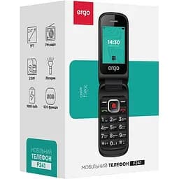 Мобільний телефон бабушкофон Ergo F241 Black - мініатюра 6