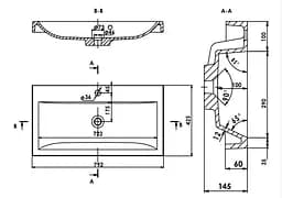 Раковина матова врізна Amidicon Lagune Slim 80 792x425 з литого каменю LAGUNE SLIM_80_MAT, Білий матовий - мініатюра 6