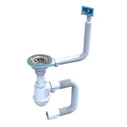 Сифон для мийки SantehPlast M-02 3 1/2" з переливом Лотос-Мийка BIG+ гнучка труба 40х50 30412