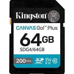 Карта памяти Kingston SDXC Canvas Go! Plus 64GB Class 10 UHS-I U3 V30 (SDG4/64GB) (140291)