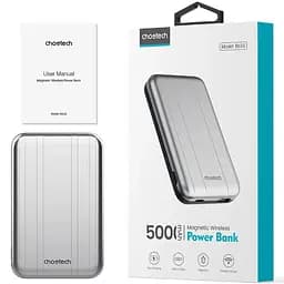 УМБ Choetech Magnetic Wireless 5000mAh USB-A,USB-C In/Out B655 mini silver - мініатюра 2