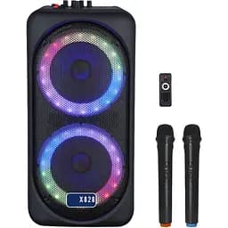 Портативная колонка BiG JBX-828 150 Вт два радиомикрофона караоке подсветка