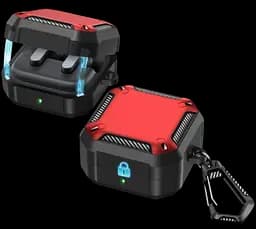 Чохол Primo Magnet Lock Rugged TPU для навушників Samsung Galaxy Buds 4 / Buds 4 Pro з карабіном - Black/Red - мініатюра 2