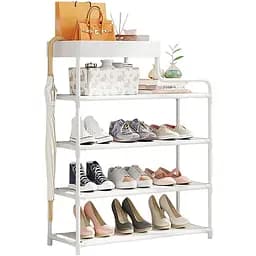 Полиця для взуття Stenson 4 яруси 59x21.5x83 см біла (35967)