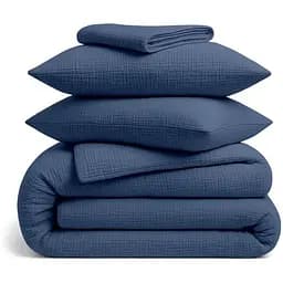 Комплект постельного белья Cosas Denim Двуспальный муслин кобальт (Muslin_026Denim_El160-026Denim_180)