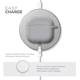 Силіконовий чохол для навушників Apple AirPods 4, Hang Case, сірий, ультратонкий захисний кейс товщиною 2 мм, захист від подряпин, пилу та ударів, компактний, з карабіном для кріплення, ArmorStandart (ARM81284) - мініатюра 7