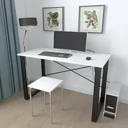 Письмовий стіл Ferrum-decor Драйв 750x1400x700 Чорний метал ДСП Біле 16 мм (FRD-103192) - мініатюра 2