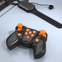 Дитячий восьмиколісний динозавр на радіокеруванні SHT 2590 2.4G (with 2 remote) Grey / Orange - мініатюра 5
