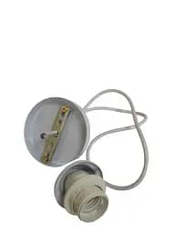 Патрон винтажный металлический белый люстр.Е27 с чашей, шнур белый 1М+монт.компл.(200/ящ) LUMANO*