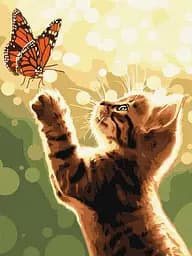 Набір для розпису по номерах Кіт і метелик, 30x40 см, КНО6615