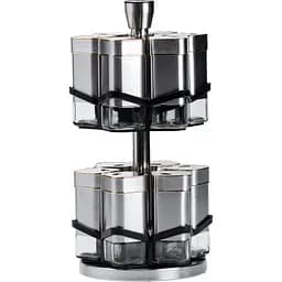 Набір баночок для спецій TS Kitchen HP1321, 12 штук по 120 мл хром із золотом