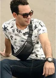 Поясная сумка бананка кожаная Sambag Tirso PSSm черный 30.5 х 14 см (81113001m)