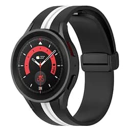 Браслет Cls-line-black для Samsung Galaxy Watch 4 - чорно-білий ширина кріплення 20мм силікон Watchbands (W35-8WB21134651) - мініатюра 2