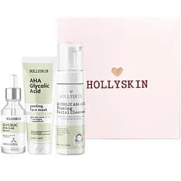 Набір косметики для обличчя Hollyskin Glycolic AHA Acid Intensive Care: Сироватка 30 мл + Маска 100 мл + Очищаюча пінка 150 мл - мініатюра 2