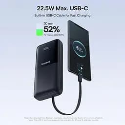 Повербанк Baseus 20000 mAh 22.5W з вбудованими кабелями Type-C та Lightning з LED-дисплеєм і швидкою зарядкою PD/QC - мініатюра 6