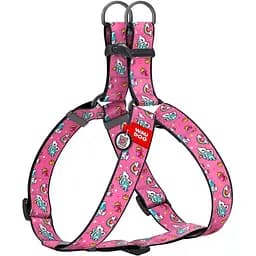 Шлейка для собак Waudog Nylon с QR паспортом, рисунок "Единороги", пластиковый фастекс, XL