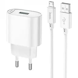 МЗП Hoco C109A Fighter QC3.0 18W (1USB-A) + кабель USB to MicroUSB White