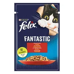 Вологий корм для котів Felix Fantastic з яловичиною в желе 2.21 кг (26 шт. х 85 г) - мініатюра 2