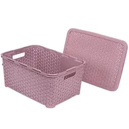 Уцінка. Кошик Diomedea з кришкою 34.5x24.5x15.5 см 10 л темно-пудровий (К13-803)   - мініатюра 3