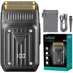 Электрическая бритва VGR V-363 Шейвер двойное лезвие, LED дисплей Аккумуляторная электробритва Черный