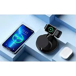Бездротовий зарядний пристрій Choetech T587-F Magnetic 3 в 1 Wireless Charging Stand Black [101519] - мініатюра 4