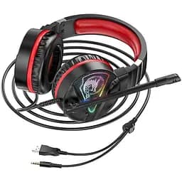 Игровые проводные наушники Hoco W104 Drift, USB, 3.5mm, 2m, Красный