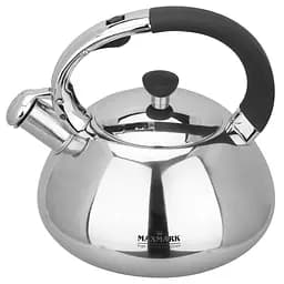 Чайник Maxmark со свистком, 3 л, стальной с черным (MK-1308B)