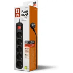 Фильтр питания СolorWay 5 розеток, 2м, Black (CW-PSEA52BK)