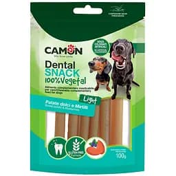 Лакомство для собак Camon Dental Snak Канноли из сладкого картофеля начиненные черникой 100 г