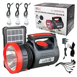 Переносной фонарь прожектор Yajia YJ-1908T аккумуляторная мощная солнечная панель три лампы