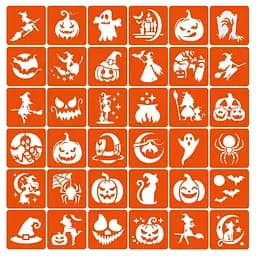 Набор трафаретов для био-тату "Хэллоуин №3" Hallowween-3-36, 36 трафаретов 5х5 см