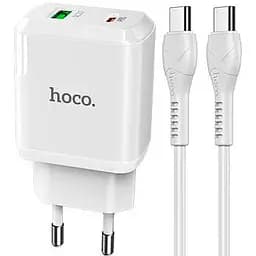 Мережевий зарядний пристрій Hoco N5 1USB + Type-C PD20W+QC 3A White + Cable Type-C to Lightning