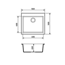 Кухонна мийка Adamant UNIVER графіт 560x500x200 мм, без крила 56 см - мініатюра 2