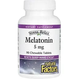 Мелатонін Natural Factors Stress Relax Melatonin 5 мг 90 жувальних таблеток