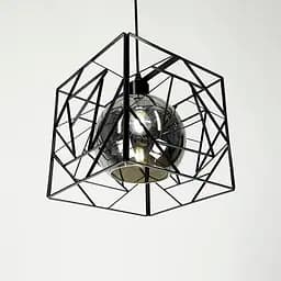 Люстра у чорному корпусі з графітовим плафоном 24х24 см | Арт. 12120/1 BK+GR | Line F