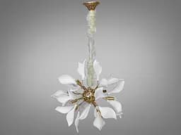 Декоративная подвесная люстра с фарфоровыми элементами, 12 ламп, золото.