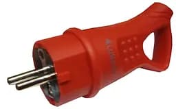 Вилка каучук кутова з кільцем із заземленням Lumano Arctic IP44 16A червона (RED)  (18617)