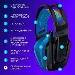 Гарнітура Logitech G535 Lightspeed Wireless Black (939-002219) (6998424) - мініатюра 8