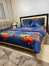 Постельное белье хлопок Молния маквин Полутораспальное 150 x 220 Бязь 70 х 70 Синее