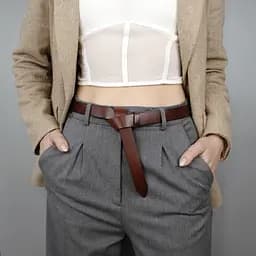 Ремень-узел женский кожаный без пряжки SF-258 коричневый (125 см)