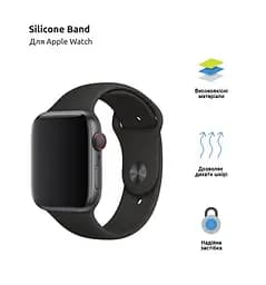 Силіконовий ремінець на смарт-годинник для Apple Watch 38,40,41,42 mm, Sport Band (3 Straps), black, зі зручною застібкою, для годинника епл вотч, спортивний, ArmorStandart (ARM49096) - мініатюра 2