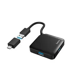 Хаб USB-A/USB-С > 4xUSB-A3.2 0.15м черный Hama teh0018439