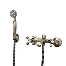 F3019-4 Змішувач для ванни двохвент. короткий лит.гусак шток.перемикач бронза Frap 1/8 Бронза