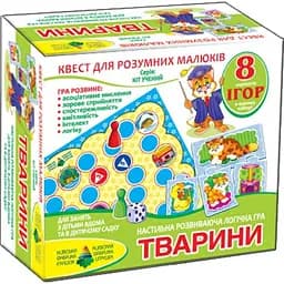 Гра-квест Животные, игровое поле, набор тематических головоломок, 2 фишки, кубик, ТМ Энергия+