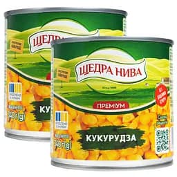 Кукуруза сахарная консервированная Щедра нива Суперсладкая из целых зерен вакуумированная 680 г (2 шт. х 340 г)